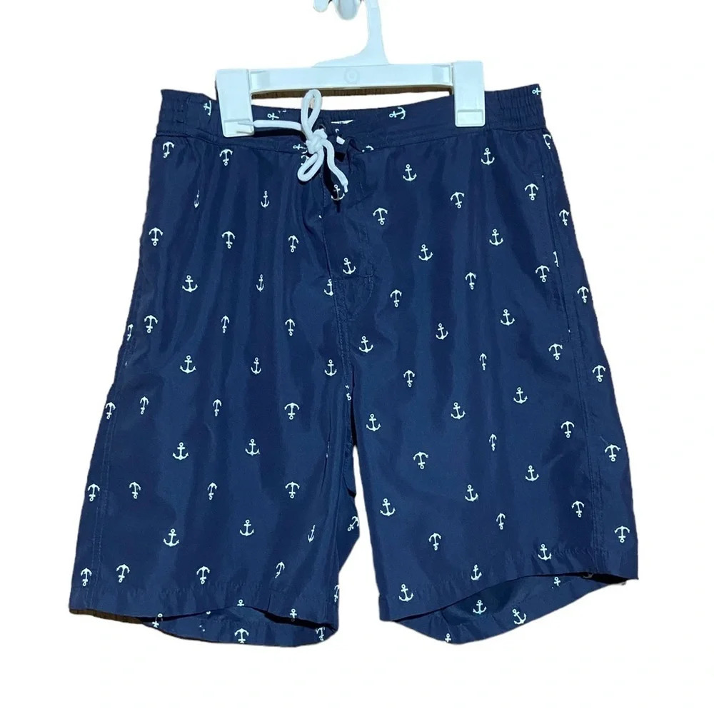 TRUNKS Surf and Swim Anchor Swim Trunks Navy and White‎ Size Medium
